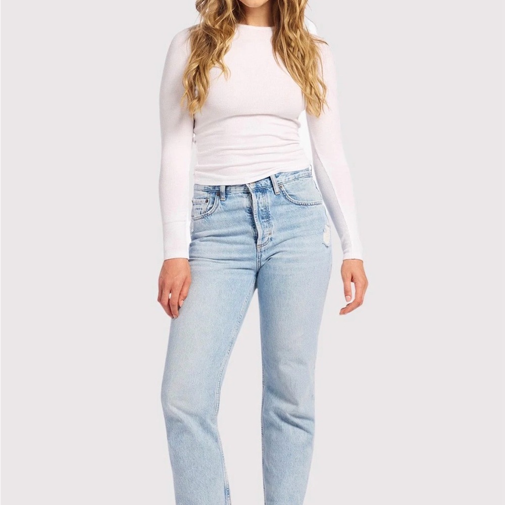 nuuds Light Blue High-Rise Straight Leg Jeans